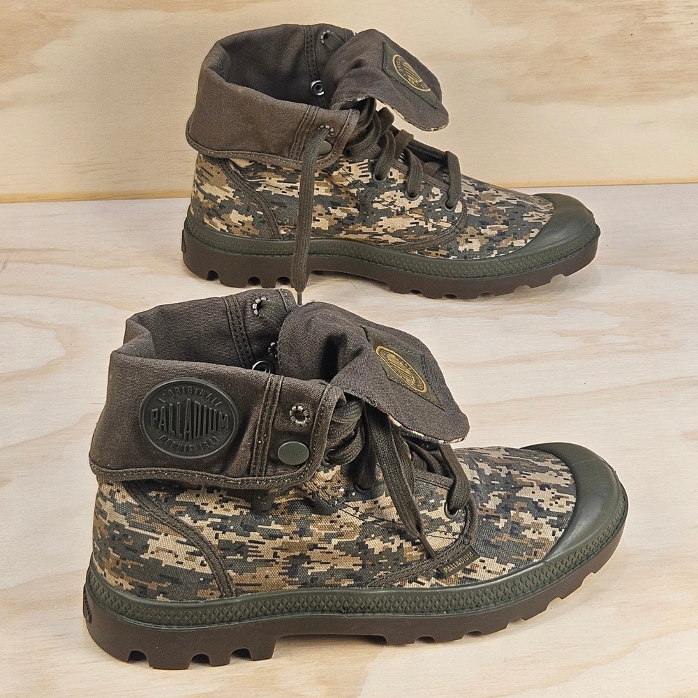 Palladium Baggy Digital Camo Canvas Fold Over Boots M-7.5 W-9 Green L'ORIGINALE